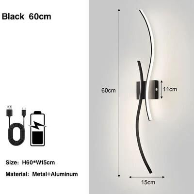 Uplift Picks Rechargeable 3CCT Dimmable LED Wall Sconce black (60 Cm)