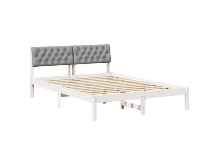 PUGYNBK Bettgestell aus Kiefernholz, 135 x 190 cm Kopfteil aus Polyester, modernes Design, solide Beine, einfache Reinigung