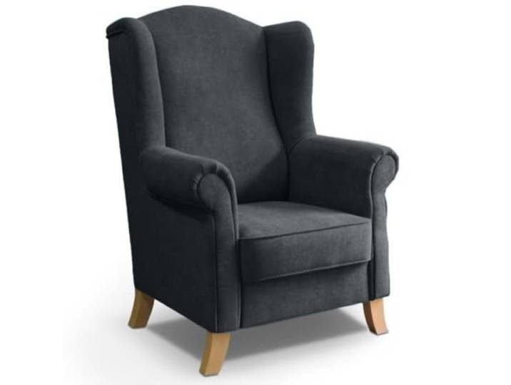 BEAUTY SOFA Ohrensessel Leonardo mit Armlehnen, bequemer Polstersessel mit hoher Rückenlehne, Fernsehsessel mit Buchenholzfüßen, Wohnzimmersessel im klassischen Design, Velo636 (Dunkelgrau)