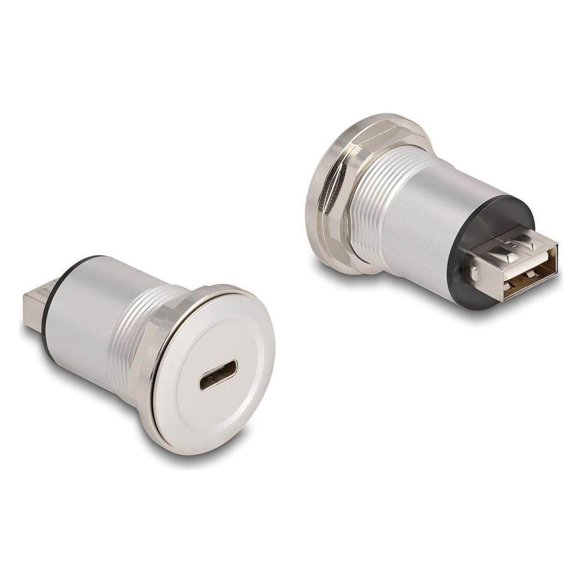 Delock USB 2.0 Type-C zu Typ-A Einbaubuchse Aluminium (88193)