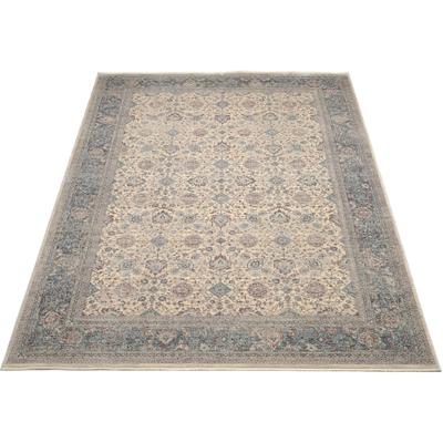 Teppich OCI DIE TEPPICHMARKE "GRAND FASHION 04", beige (creme, blau), B:140cm H:5mm L:200cm, Polyester, Teppiche, Teppich, Vintage Optik, feine Fransen, Wohnzimmer