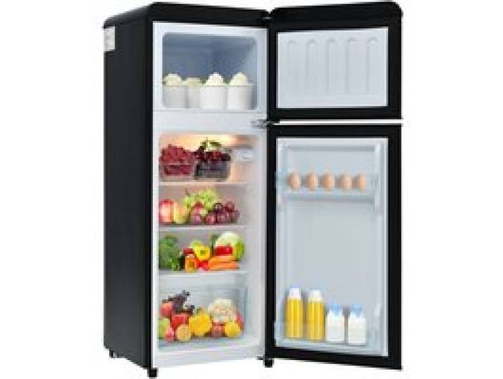 1 Réfrigérateur rétro 92L petit frigo double porte avec congélateur frigo vintage silencieux 45dB pour salon et petit espace