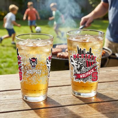 Evergreen North Carolina State University 16 oz Pint Glasses, Set of 2 - 16 oz
