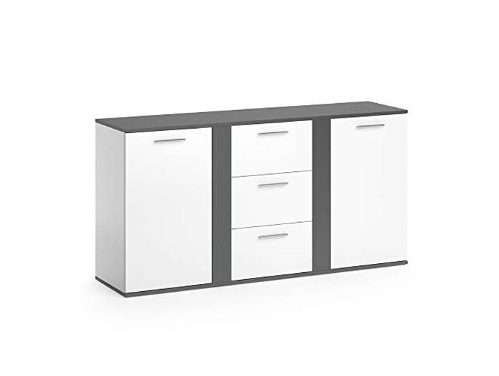 Vicco Kommode Novelli, Anthrazit, 40 x 80 cm mit Schubladen, zur Aufbewahrung von Kleidung, Accessoires und Haushaltsgegenständen