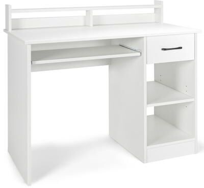 Costway Study Laptop Table with Drawer and Keyboard Tray-White