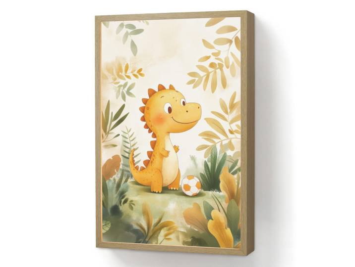 OnlyWow Nachttischlampe MIT Akku Dino - Fußball - Orange 40x60 cm, Beige, Rechteckig, LED integrated, 40x60x8 cm, Lampen & Leuchten, Innenbeleuchtung, Nachtlichter