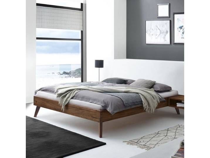 Bett Coraia Nussbaum Massivholz ohne Kopfteil 140x200cm skandinavisch