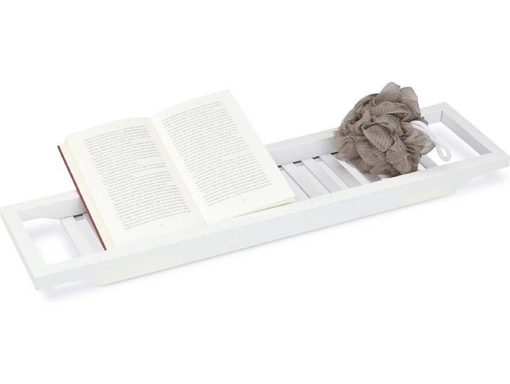 Badrekje bamboe WIT - badrek hout - dienblad voor de badkuip