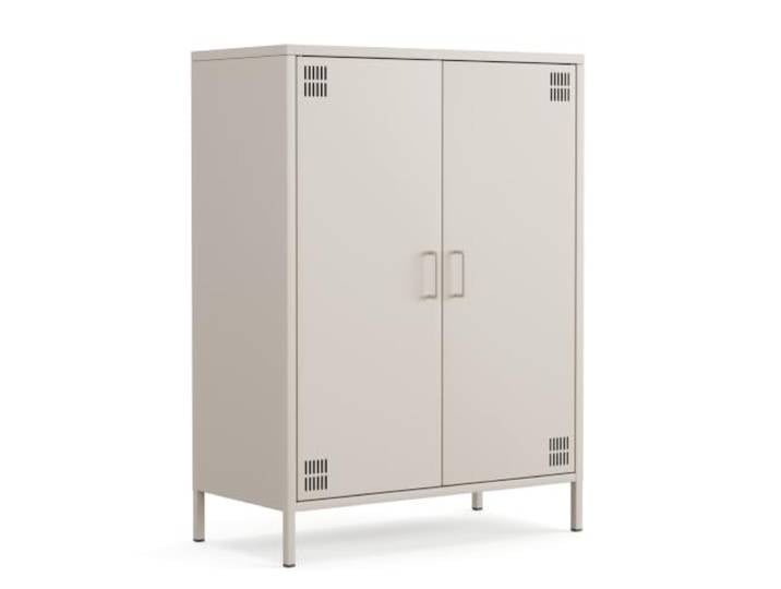 furni24 Metall Sideboard – Küchenschrank mit Türen und verstellbaren Ablagen – Robuste und stilvolle Aufbewahrungslösung für Küche, Wohnzimmer und Esszimmer- mit 2 Türen, Beige