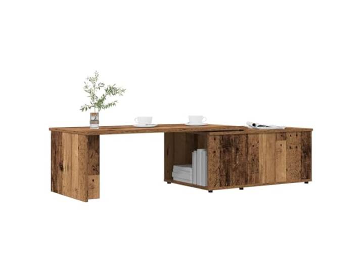 HEFZGDB Couchtisch Altholz-Optik 150x50x35 cm Holzwerkstoff mit Stauraum und Stabiler Tischplatte für Wohnzimmer