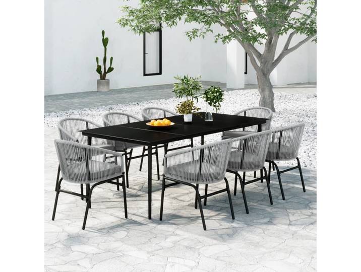vidaXL 9-tlg. Garten-Essgruppe Grau
