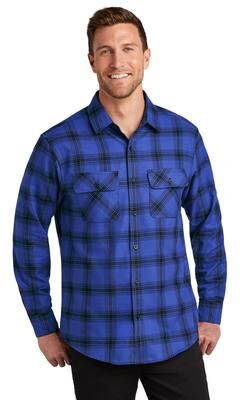 Port Authority W668 Plaid Flannel Shirt in Royal/Black Open size Large