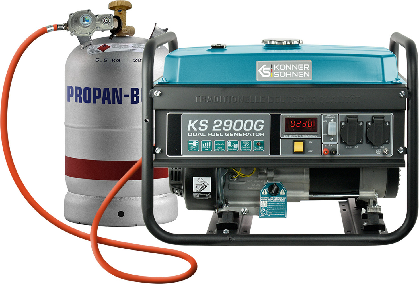 2900 W Gas- u. Benzin-Generator Stromaggregat Stromerzeuger KS 2900G