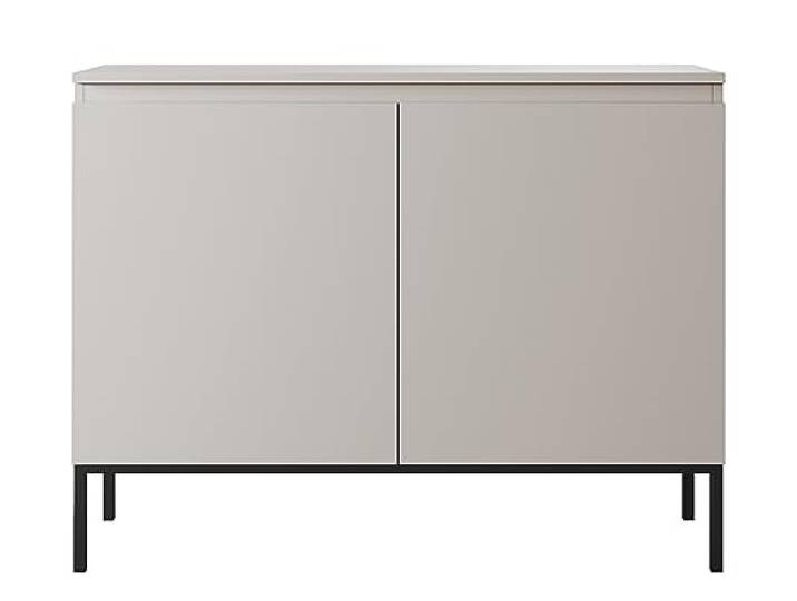 Selsey Kommode Schrank Aufbewahrungsschrank 100 cm 2 Türen 4 Fächer Taupe Schwarze Beine Bemmi