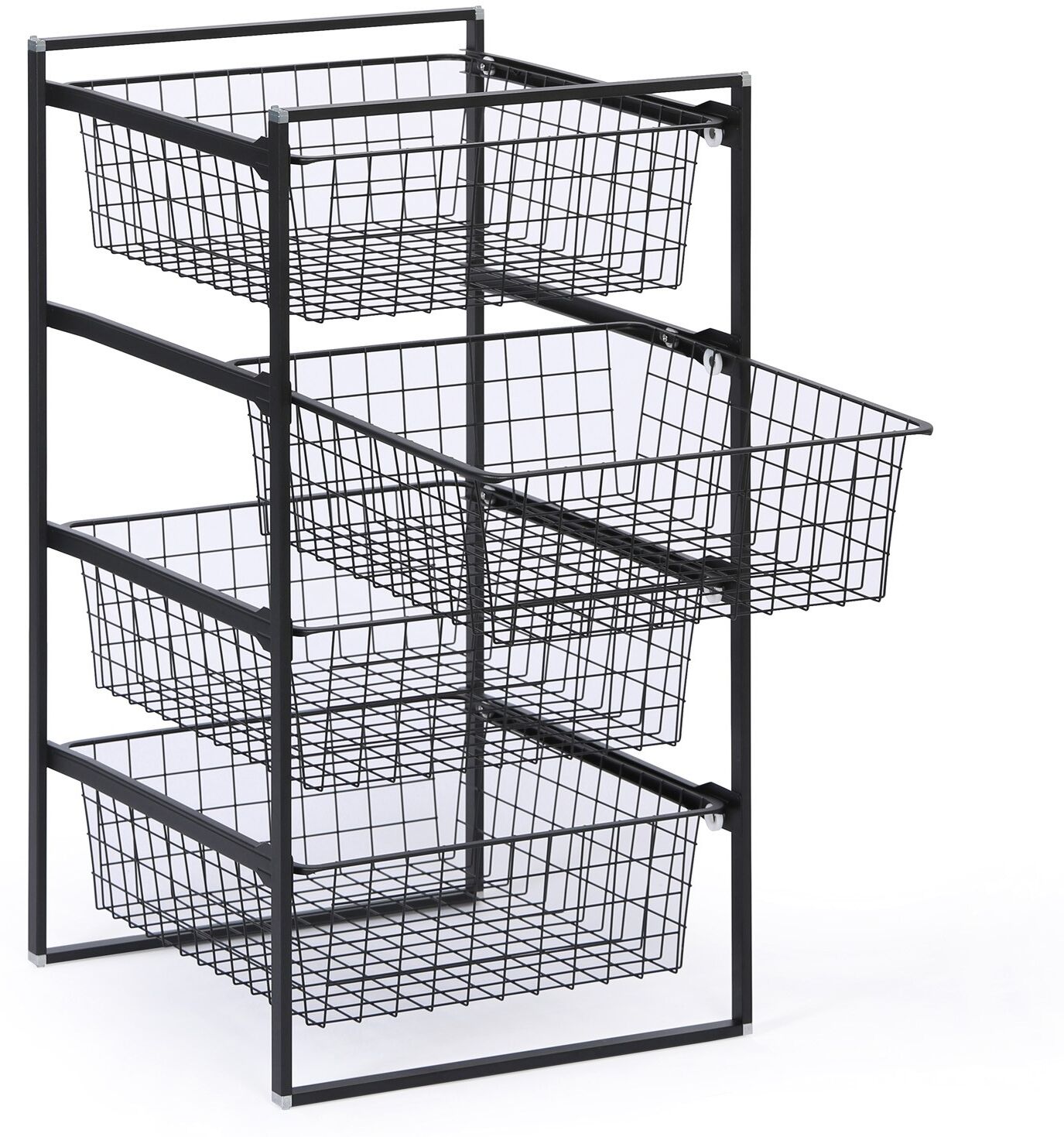 B2B Partner Aufbewahrungssystem mit 4 Drahtkörben, 450 x 500 x 860 mm, schwarz