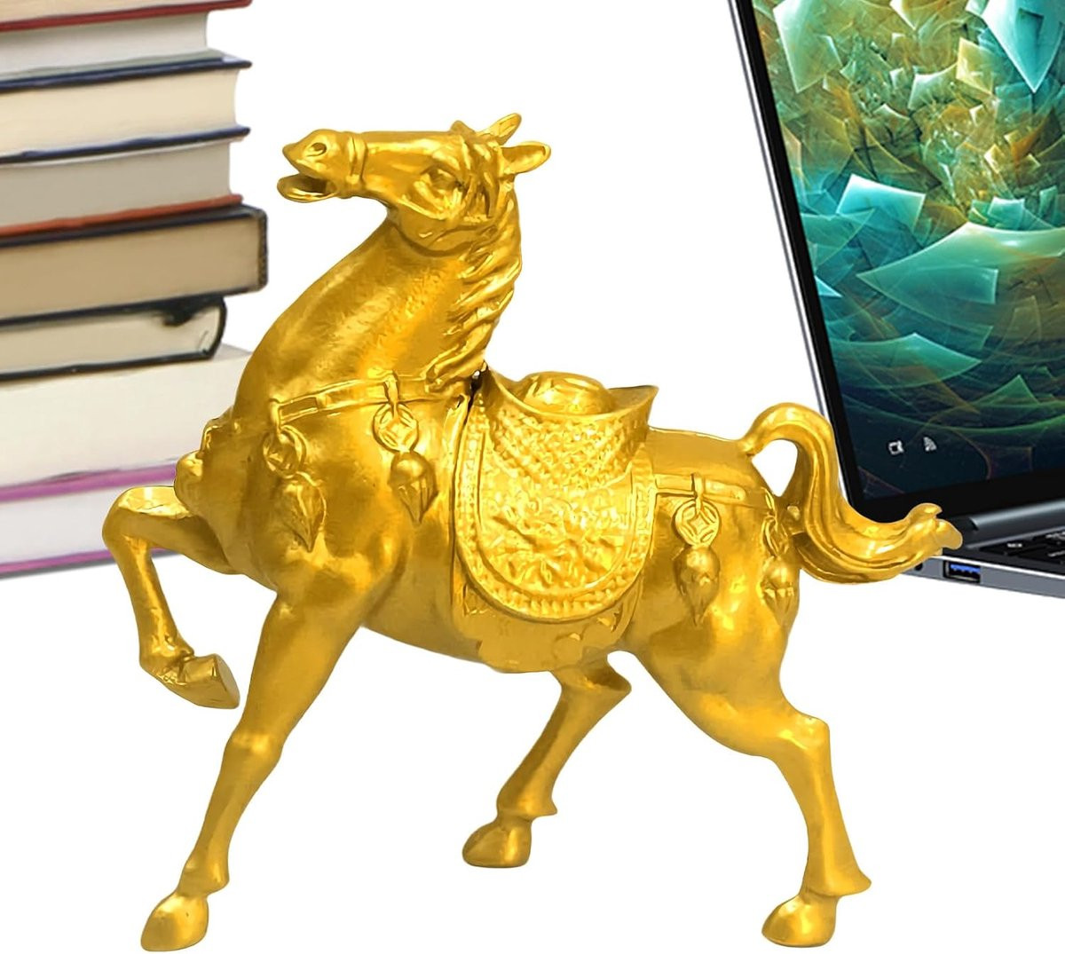 Silvester Paardenbeeldje Goud - Metaal - Woondecoratie - 10 x 5 cm