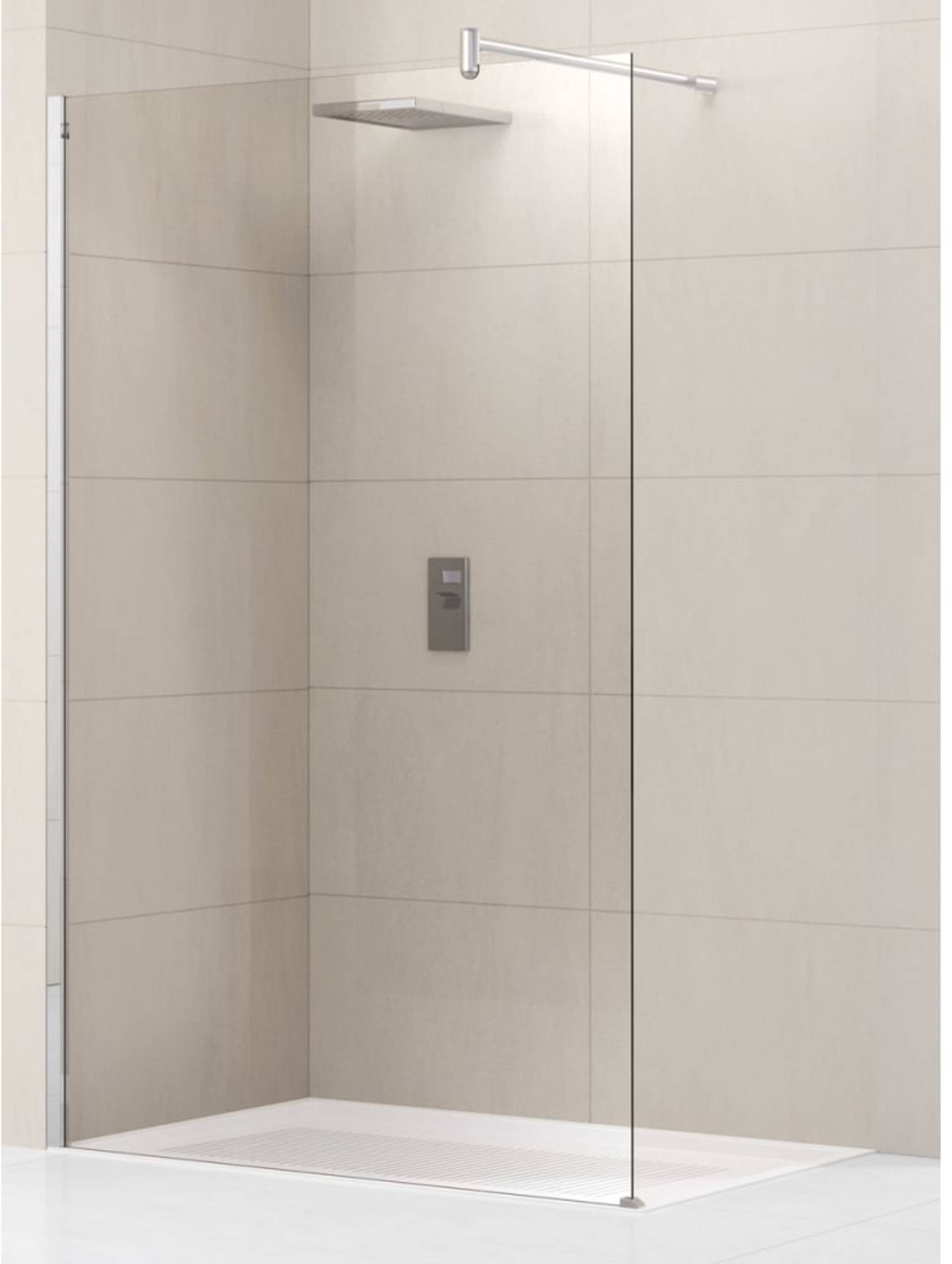 Novellini Lunes Walk-In Dusche 90x195cm Klares Glas/Mattchrom