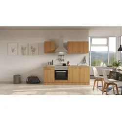 Küchenblock Nano mit Geräten ca. 210 cm Buchefarben