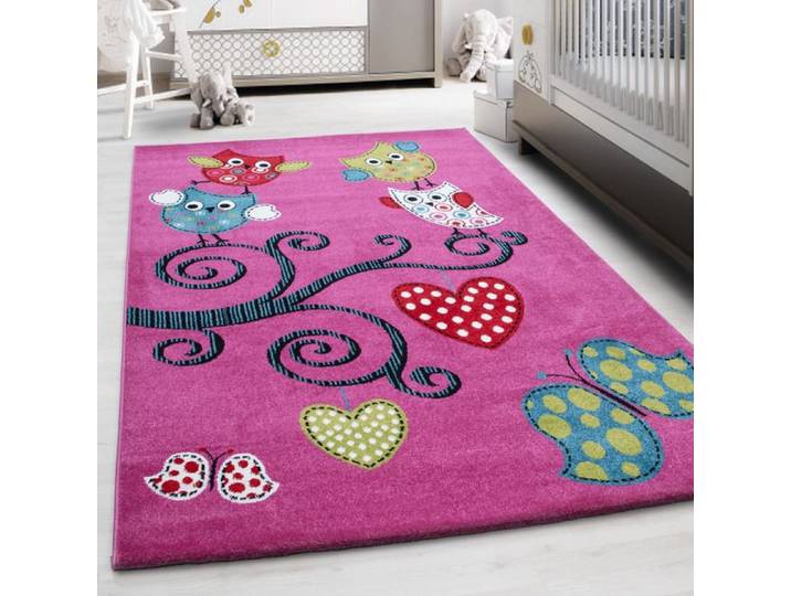Teppium Tapis pour Chambre d'Enfant et de Bébé modèle de hibou mignon Couleur Violette 140x200 cm