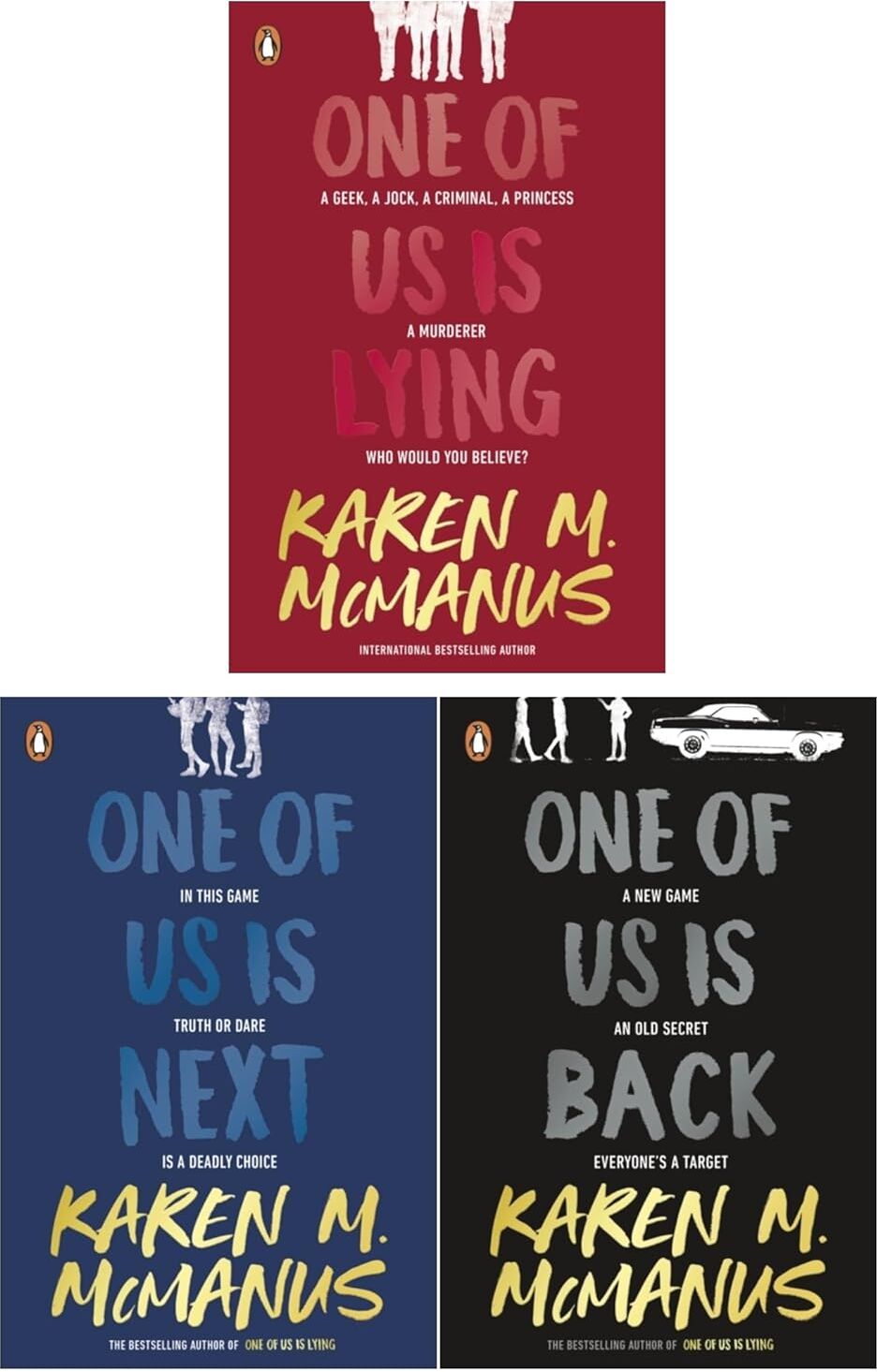 Delacorte Press One of Us Is Lying Series by Karen M McManus - 3 Book Paperback Boxed Set - YA Mystery Thriller Trilogy for Teens 14+