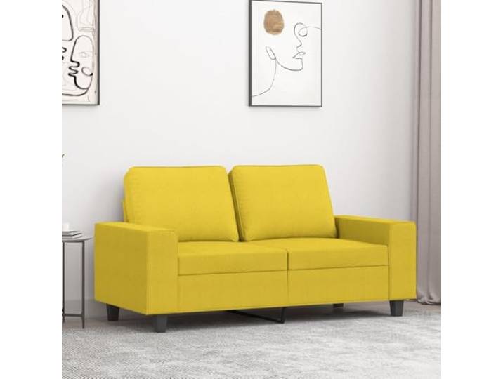 HEFZGDB 2-Sitzer Sofa Hellgelb 120 cm Stoff Polstermöbel Wohnzimmer Sitzgruppe mit strapazierfähigem Bezug atmungsaktiv langlebig Metallgestell robust stabil dick gepolsterte