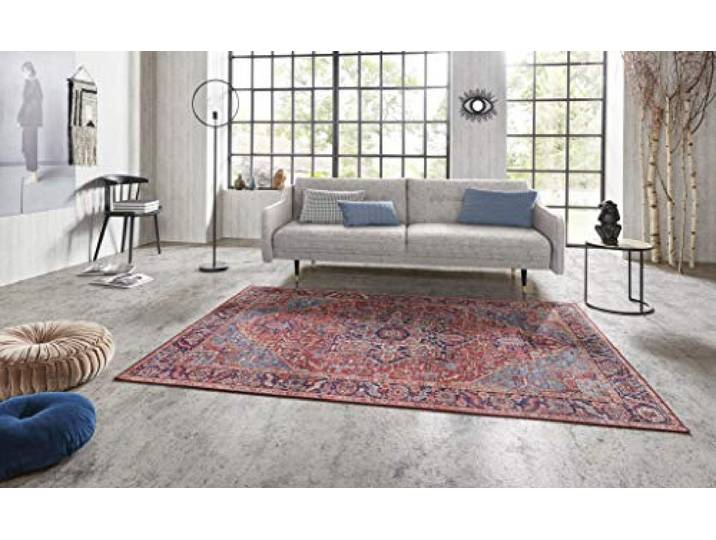 Nouristan Asmar Teppich – Wohnzimmerteppich Orient-Touch Detailiertes Muster Florales Kurflor Flachgewebe Teppich für Esszimmer, Wohnzimmer, Schlafzimmer – Orientalrot, 160x230cm