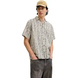 Jack & Jones Herren Kurzarm Hemd JPRBLULYON PRINT DOBBY Relaxed Fit - 12291968 Moonstruck REALXFIT - XXL