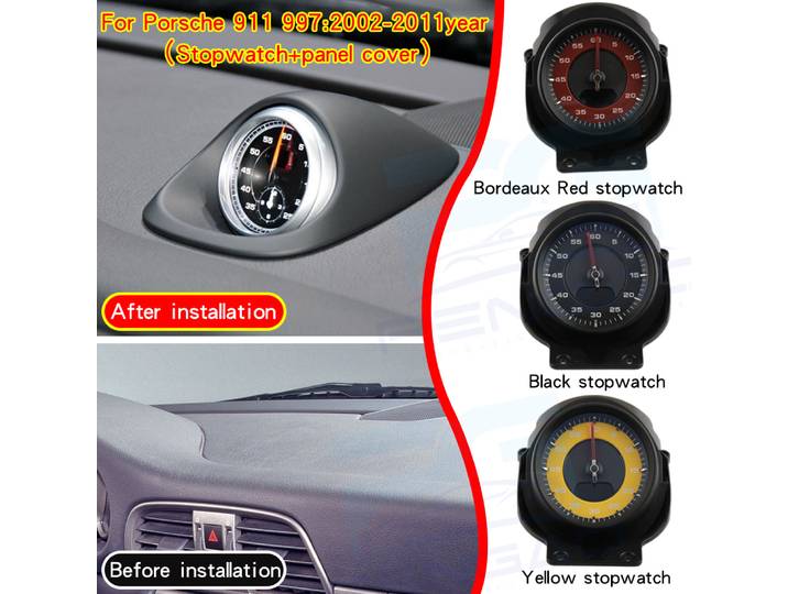 Pour Porsche 911 997, horloge de tableau de bord, chronomètre, couvercle de chronomètre, modification intérieure de la voiture, pièces de modification de la voiture, transmission automatique
