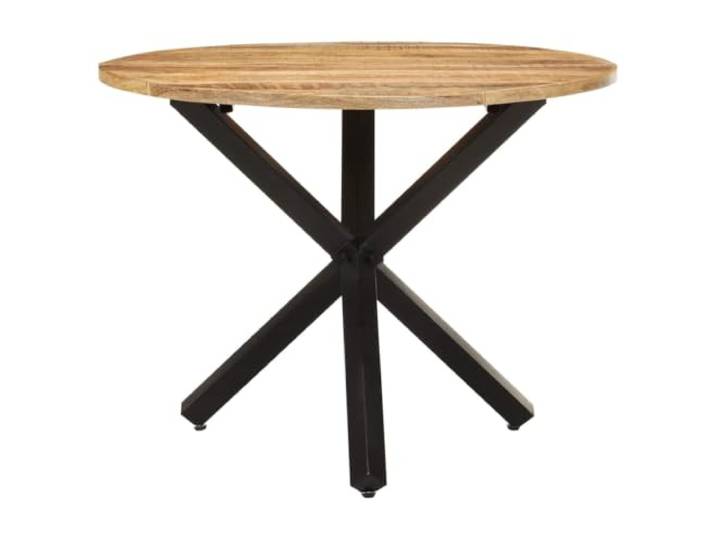 HBBMGYD Esstisch, rund, 100 x 100 x 75 cm, Mangoholz, unbehandelt Pulverbeschichtete Stahlbeine, robuste Oberseite, Familienessen, einzigartige Holzmaserung, zufällige Lieferung