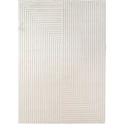 Teppich Outdoor Skandinavischer 3D-Design Wetterfest Waschbar Strapazierfähig Balkon Läufer Creme 80x250 cm – ENGADIN von Kadima Design