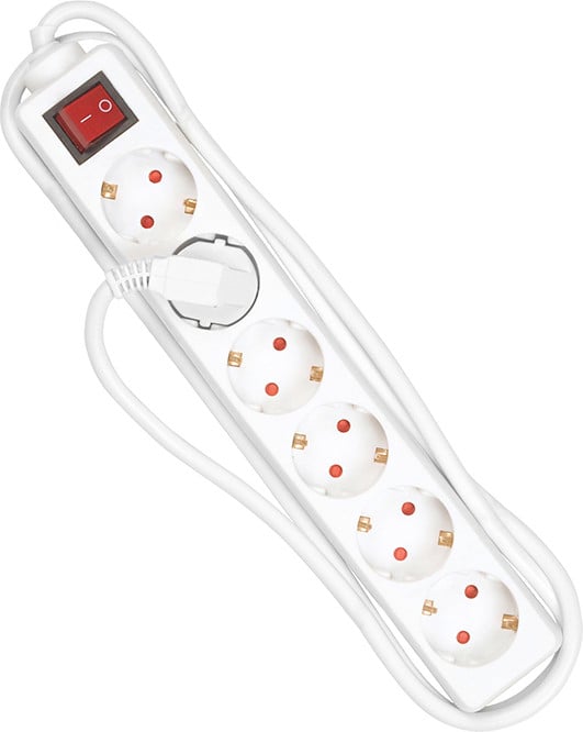 HEITECH wandcontactdoos met 6 stopcontacten, wit – voordeelverpakking van 10 stuks