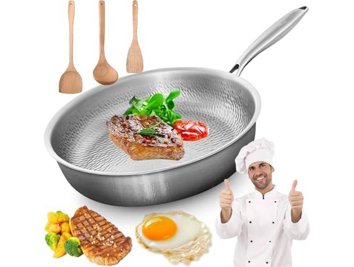 Pealeaf Titanium Pro Pfanne - 22/24/26/28/30/32cm Titan Pfanne Unbeschichtet mit Deckel, Antihaftbeschichtete Bratpfannen, Multifunctional Pots und Pans Set für die Hausmannskost (Kein Deckel,30CM)