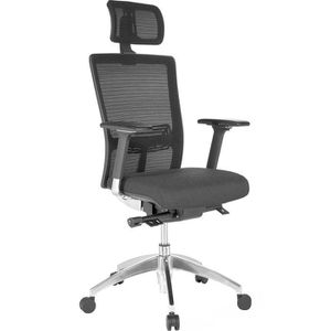 hJh-OFFICE ASTRA LUX Netz Bürostuhl, Stoff / Netz schwarz, mit Kopfstütze und Armlehnen, 657501
