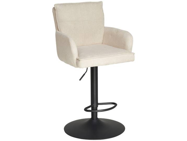 Livetastic Barhocker, Schwarz, Beige, Metall, Textil, rund, 57x100-121x57 cm, Sitzfläche 360° drehbar, Esszimmer, Barmöbel, Barhocker