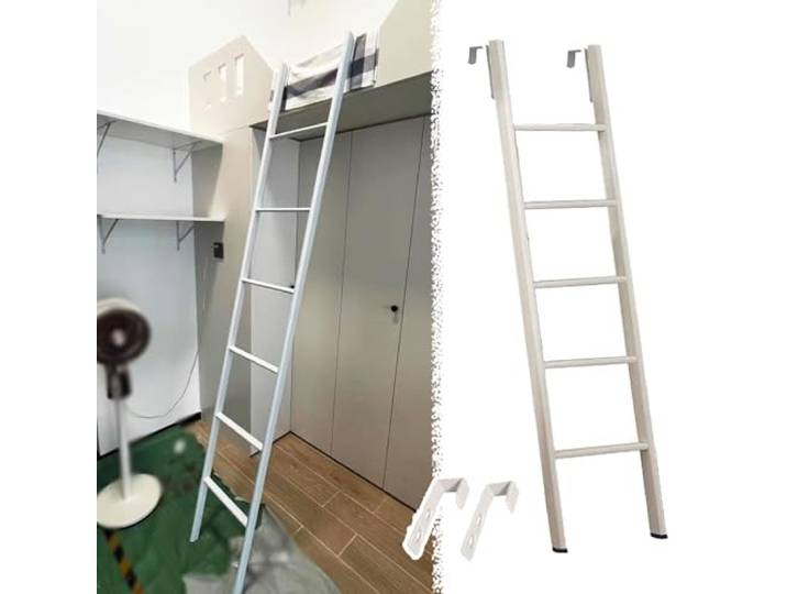 Hochbett Leiter Metall Wohnmobil Wohnwagen Hochbettleiter, Dachgeschoss Wohnheim Hochbett Leiter Zum Einhängen mit Haken, Weiße Austauschbare Steigleitern, 120 135 140 150 160 165 170 180cm(170cm/67 )