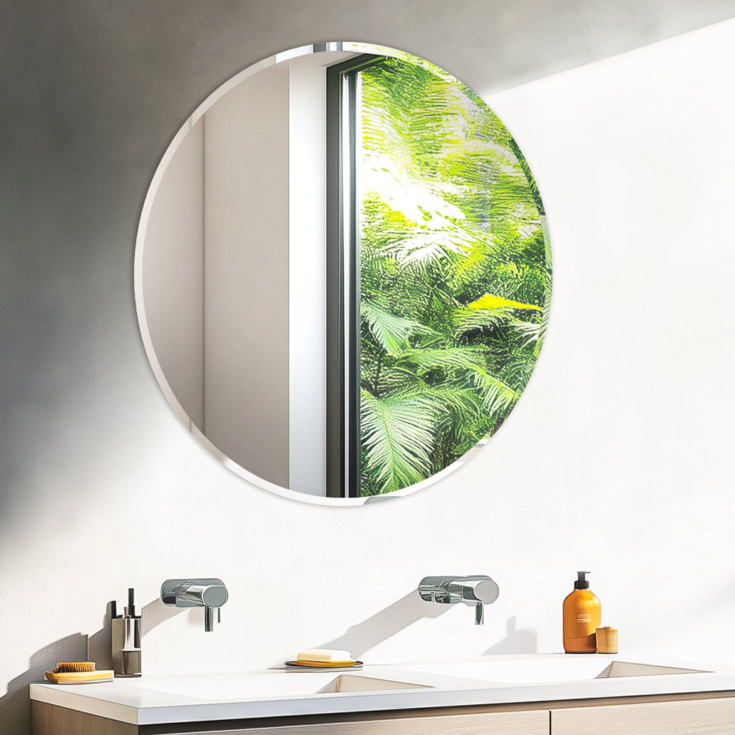 17 Stories Rithi Round Flat Wall Mirror 60 cm H x 60 cm W