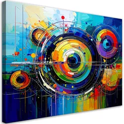 LEINWANDBILD bunte Kreise Abstrakt wie ein Gemälde 100x70cm