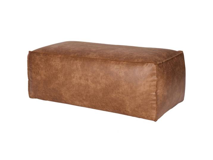 Livetastic Hocker Rodeo, Cognac, Leder, Kombination Echtleder/Stoff, rechteckig, 120x43x60 cm, Made in EU, Wohnzimmer, Hocker, Sitzhocker