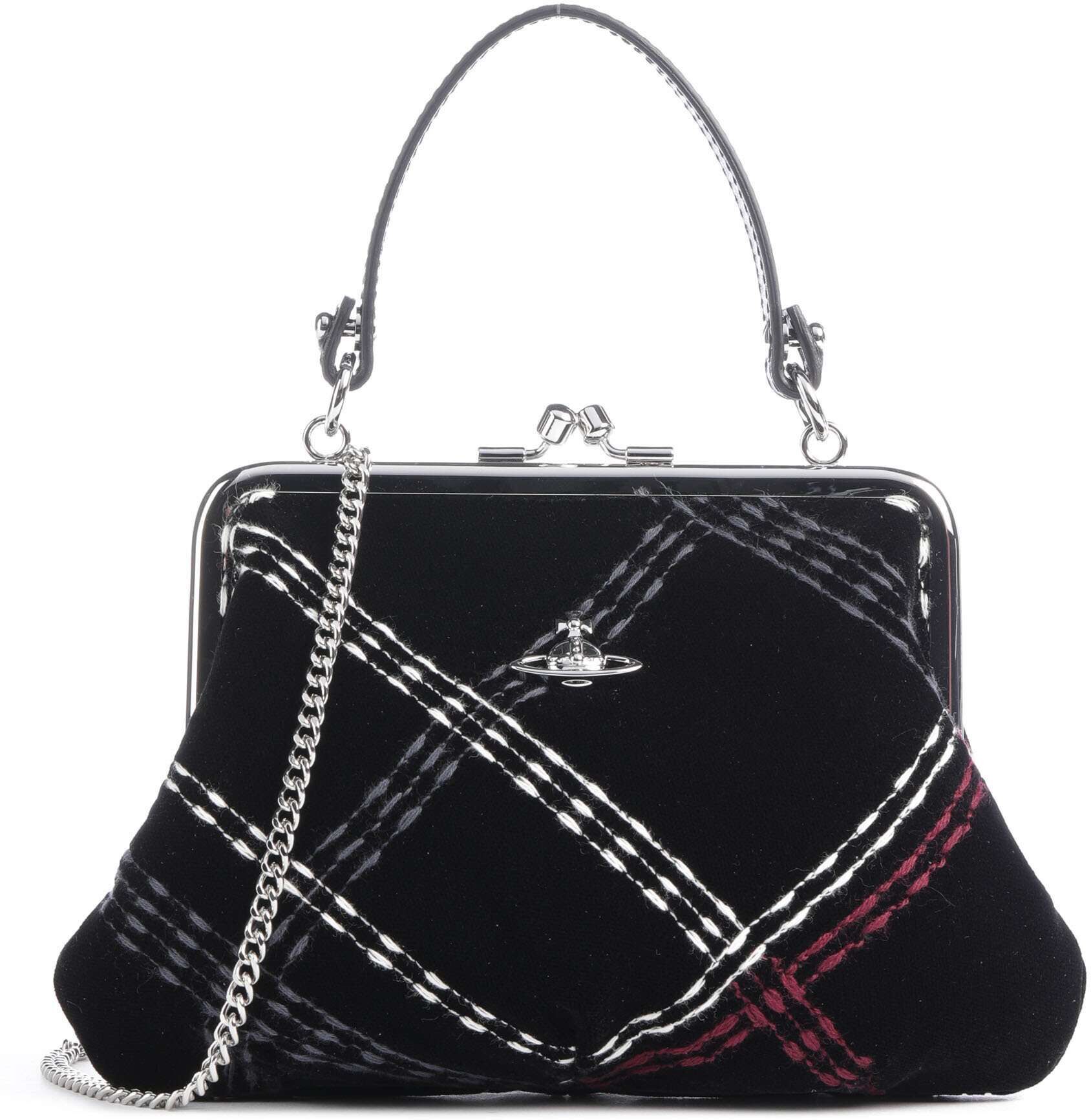 Vivienne Westwood Granny Frame Velvet Check Handtasche, schwarz