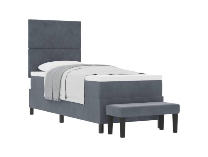 KTHLBRH Boxspringbett mit Kopfteil dunkelgrau 200 x 80 cm Samt Kopfteil aus Samt, Holz, mittelfeste Matratze, modernes Design, einfache Wartung