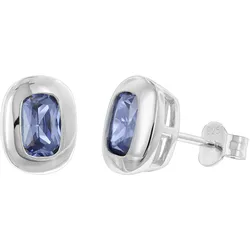 trendor 21440-06 Damen-Ohrringe 925 Silber Ohrstecker Zirkonia Tansanitblau