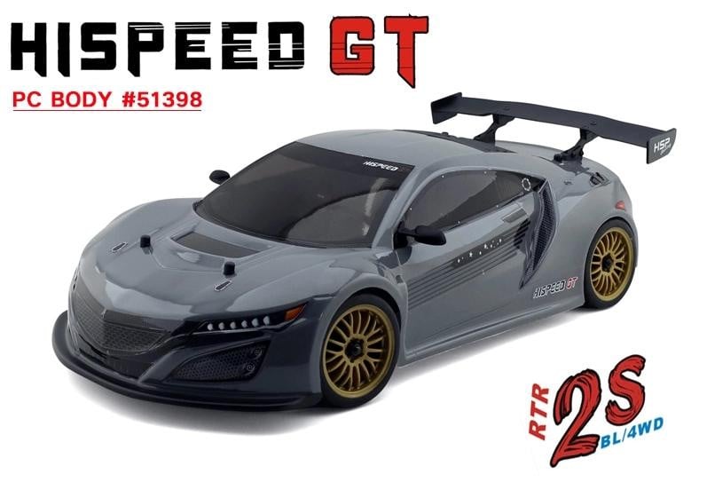 HSP GT PRO 1/10 Borstelloze Elektrische Raceauto 2,4 GHz - Grijs