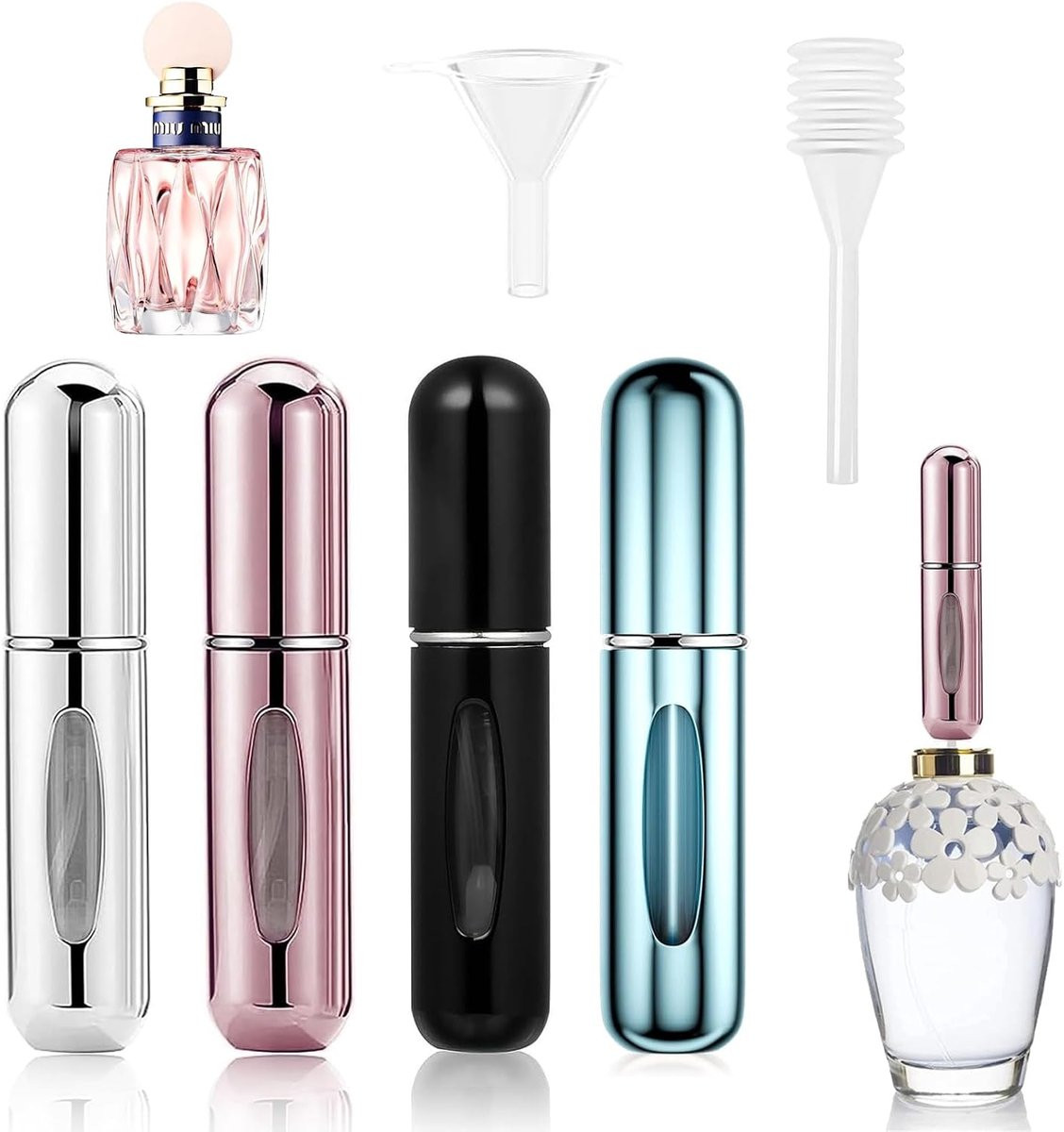 Set van 4 navulbare mini parfumflesjes voor reizen
