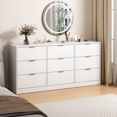 Dovelina Large Deep Chest of Drawers Wooden Dresser Storage Cabinet with 6/9 Drawers