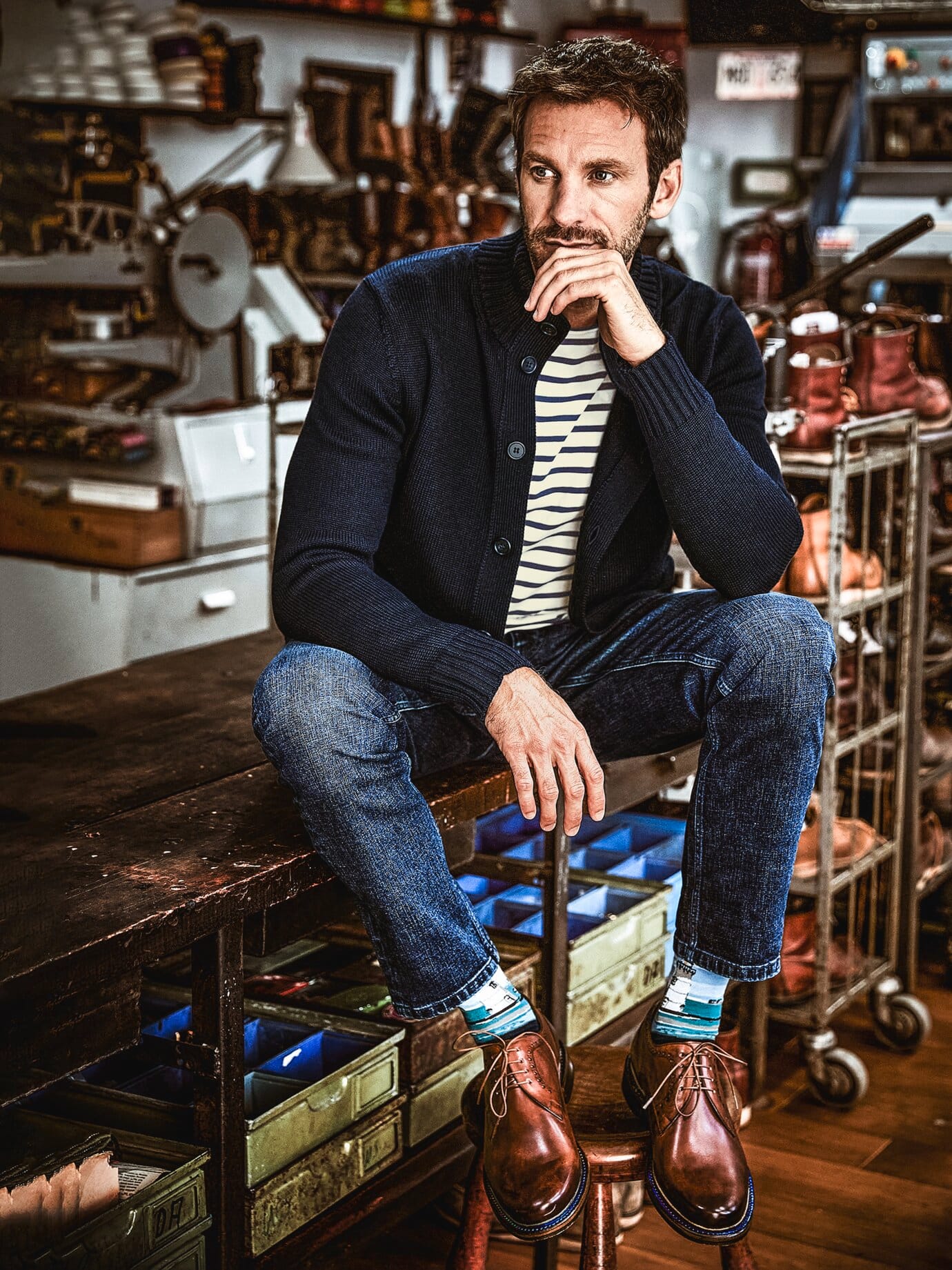 Mey & Edlich Sternstunden-Cardigan Blau 48