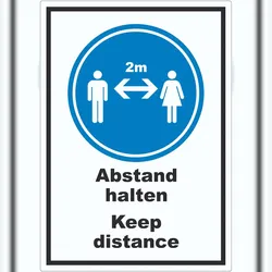 HB-Druck Abstand halten Keep distance Symbol und Text Aufkleber A1 (594x841mm)