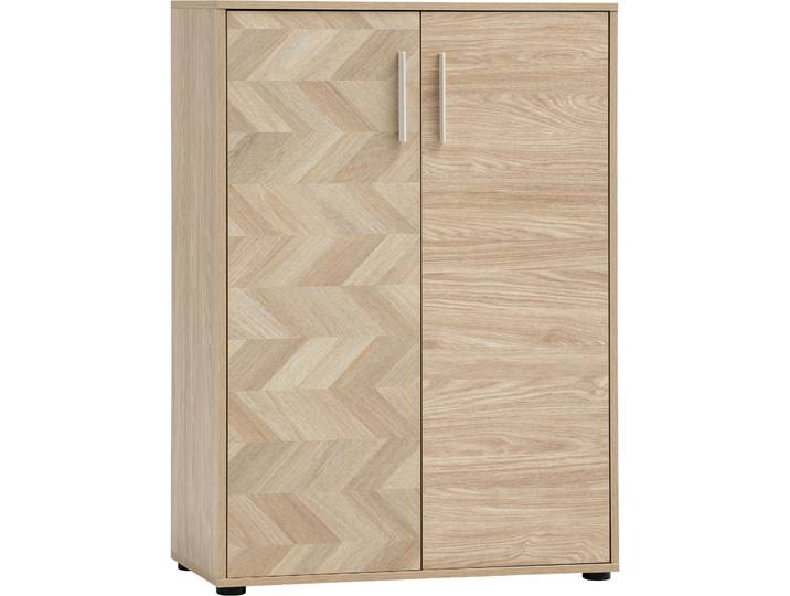 Aktenschrank SCHILDMEYER AREZZO, Höhe 150 cm, 2 Türen, Fischgräten Dekor, MADE IN GERMANY , braun (eiche hell, fischgräte), B:80,1cm H:113,4cm T:38,2cm, FSC-zertifizierter Holzwerkstoff, Schränke, Aktenschrank, Linke Tür in Fischgräten Dekor, MADE IN GERMANY