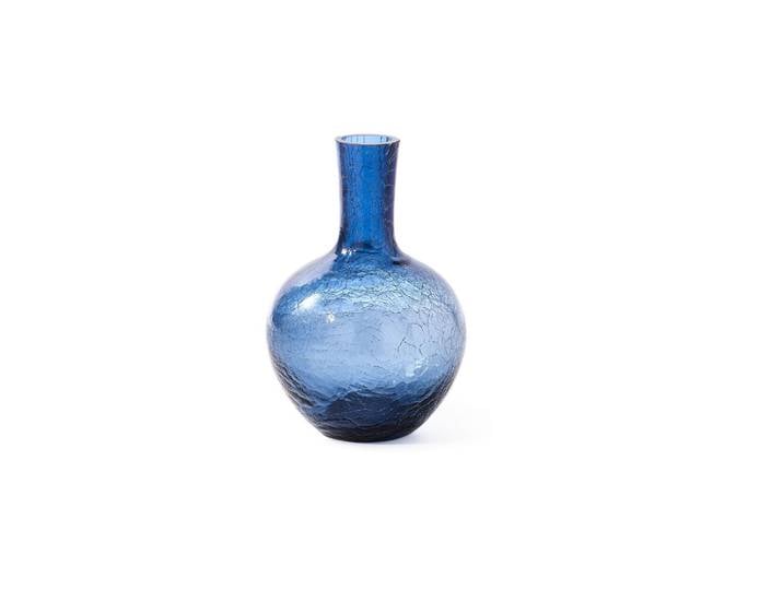 Vase en verre bleu foncé h57cm Cracked