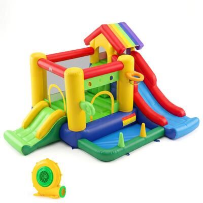 Costway Inflatable Bounce Castle with Double Slides and 735W Blower