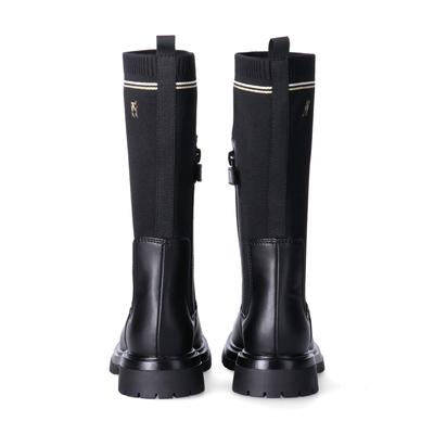 Stiefel TOMMY HILFIGER, Mädchen, Gr. 37, Textil, schwarz, Lederimitat, Textil, Schuhe Stiefel, Reiterstiefel, Langschaftstiefel mit softem Textilschaft
